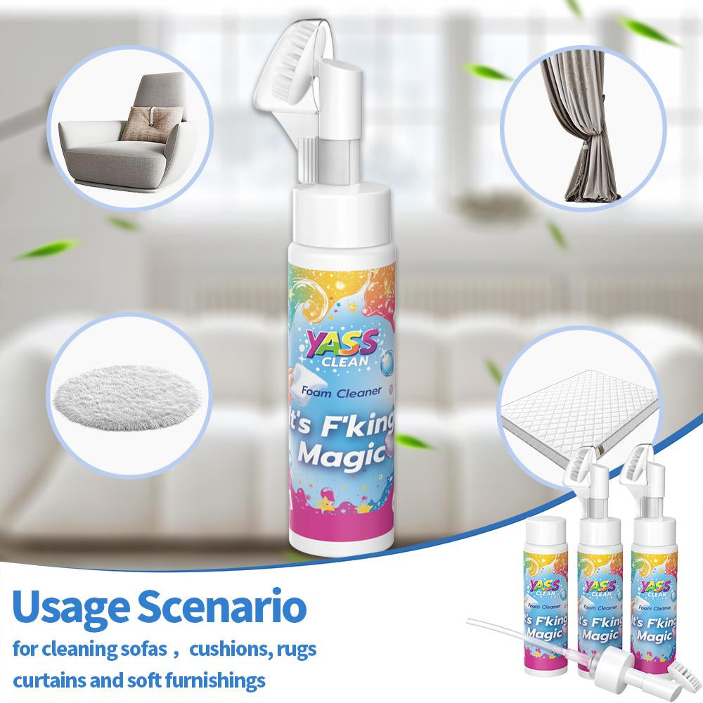 💖Yass Clean Magic Foam Cleaner for Carpets & Upholstery – Pet Stain & Odour Remover with Cleaning Brush🧼🪄