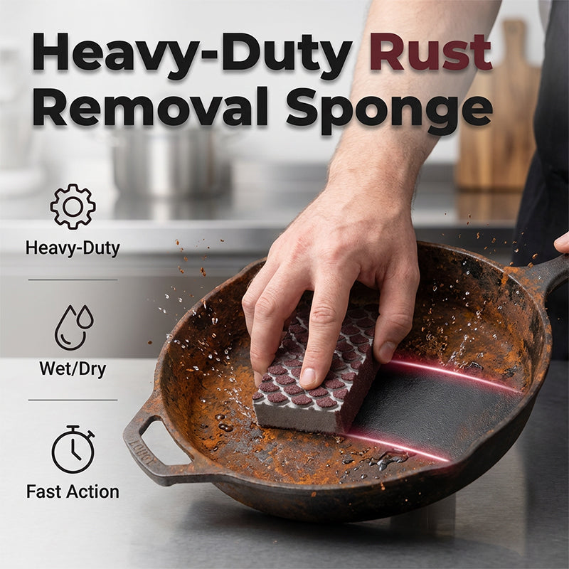 🧼Heavy-Duty Scouring Sponge with Fish-Scale Texture – Rust & Burnt-On Residue Remover for Pans, Sinks & Hobs✨