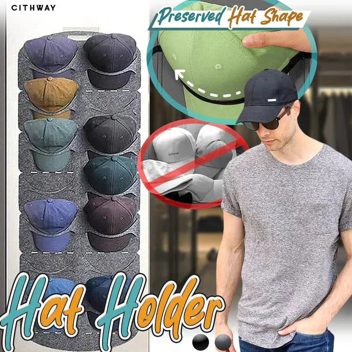 Hanging hat rack with multiple pockets
