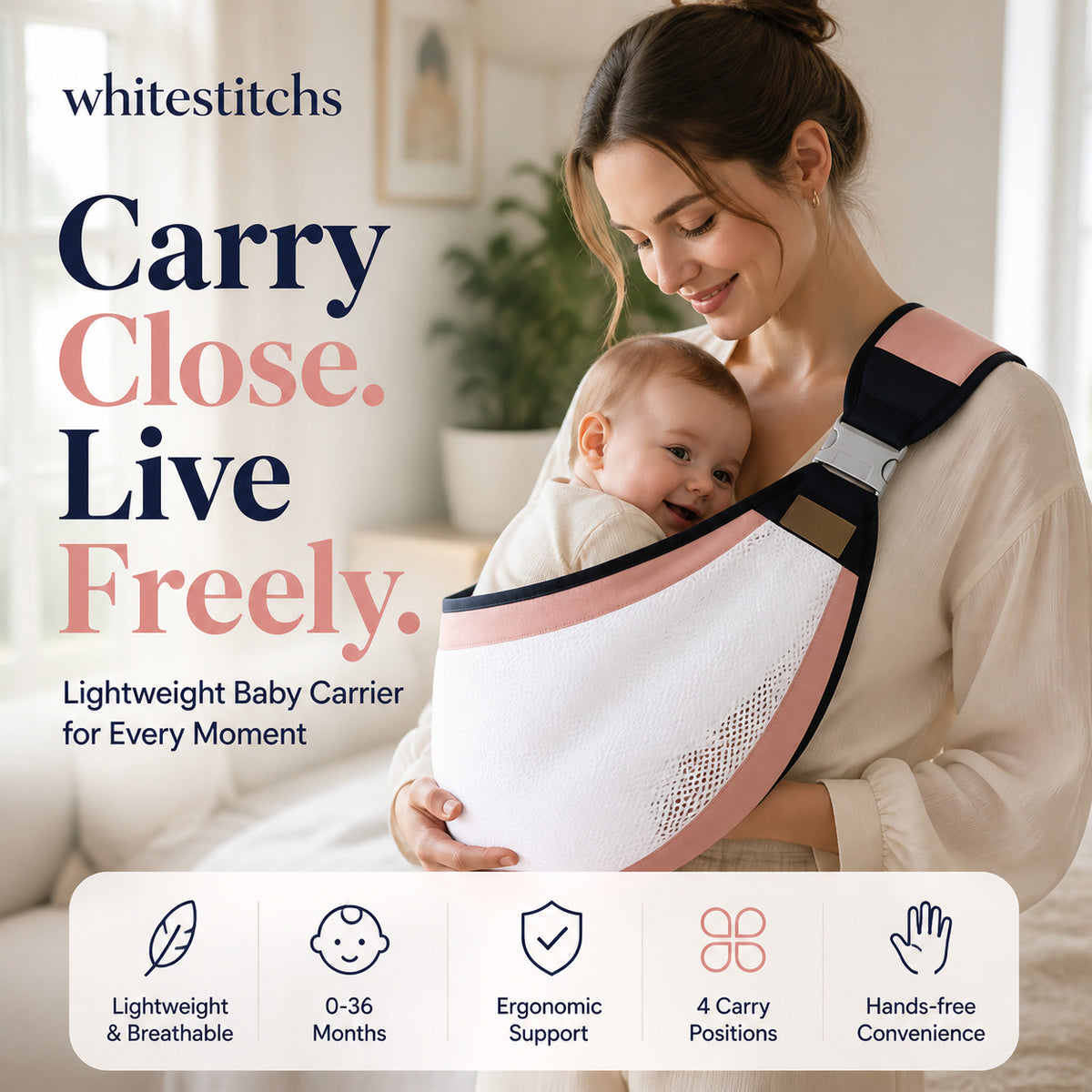 👶4-in-1 Breathable Baby Carrier✨0-36 Months, Front/Back/Facing In/Out – Hands-Free