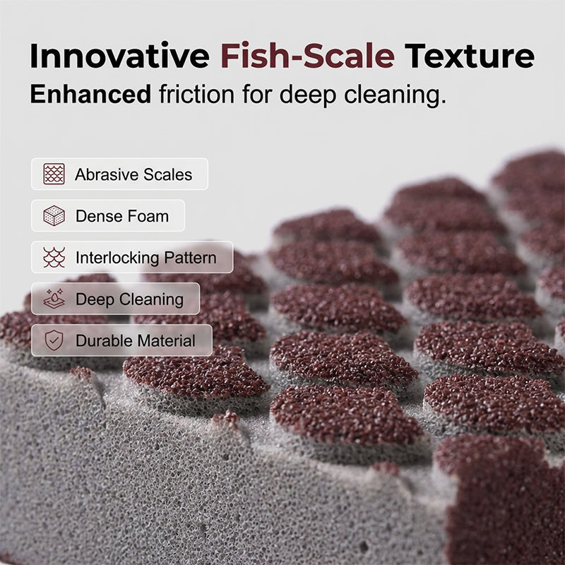 🧼Heavy-Duty Scouring Sponge with Fish-Scale Texture – Rust & Burnt-On Residue Remover for Pans, Sinks & Hobs✨