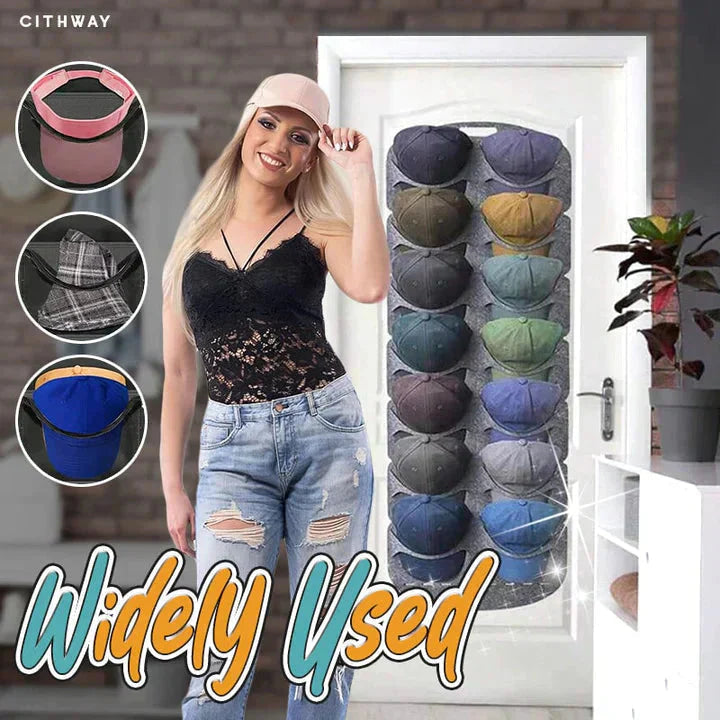 Hanging hat rack with multiple pockets