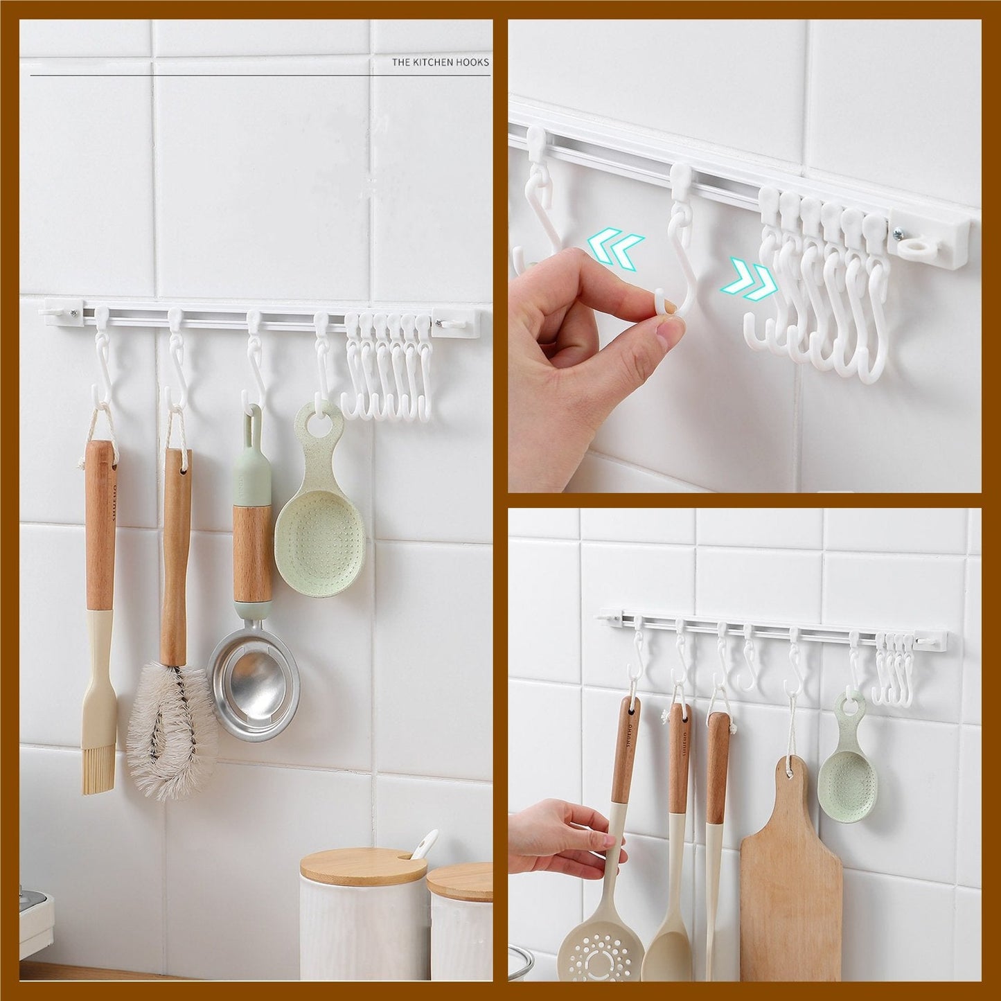 🥳2026 HOT SALE🥳💞50K+ SOLD!🧺🔧 50% OFF! Multifunctional Slide Rail Hook – Punch‑free installation, adjustable hook spacing. Holds utensils, towels & robes – no wall damage! 🏠✨
