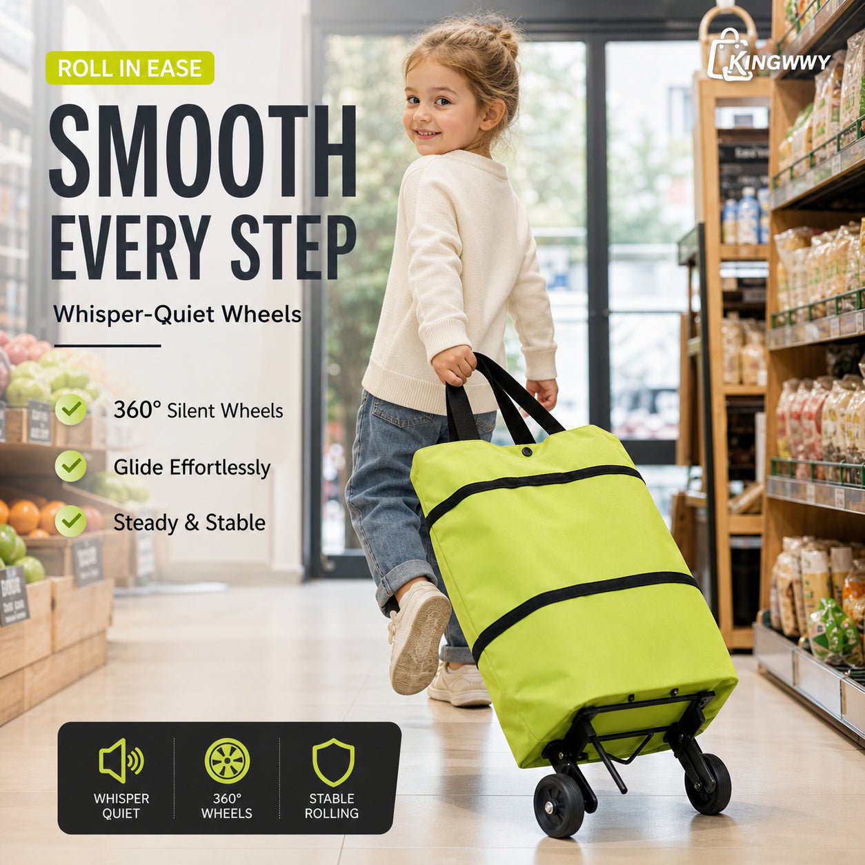 🔥Limited Offer⚡55K+ SOLD!🛍️2-in-1 Convertible shopping tote – hides wheels, holds 20kg, expands with zipper!✅Factory direct sales