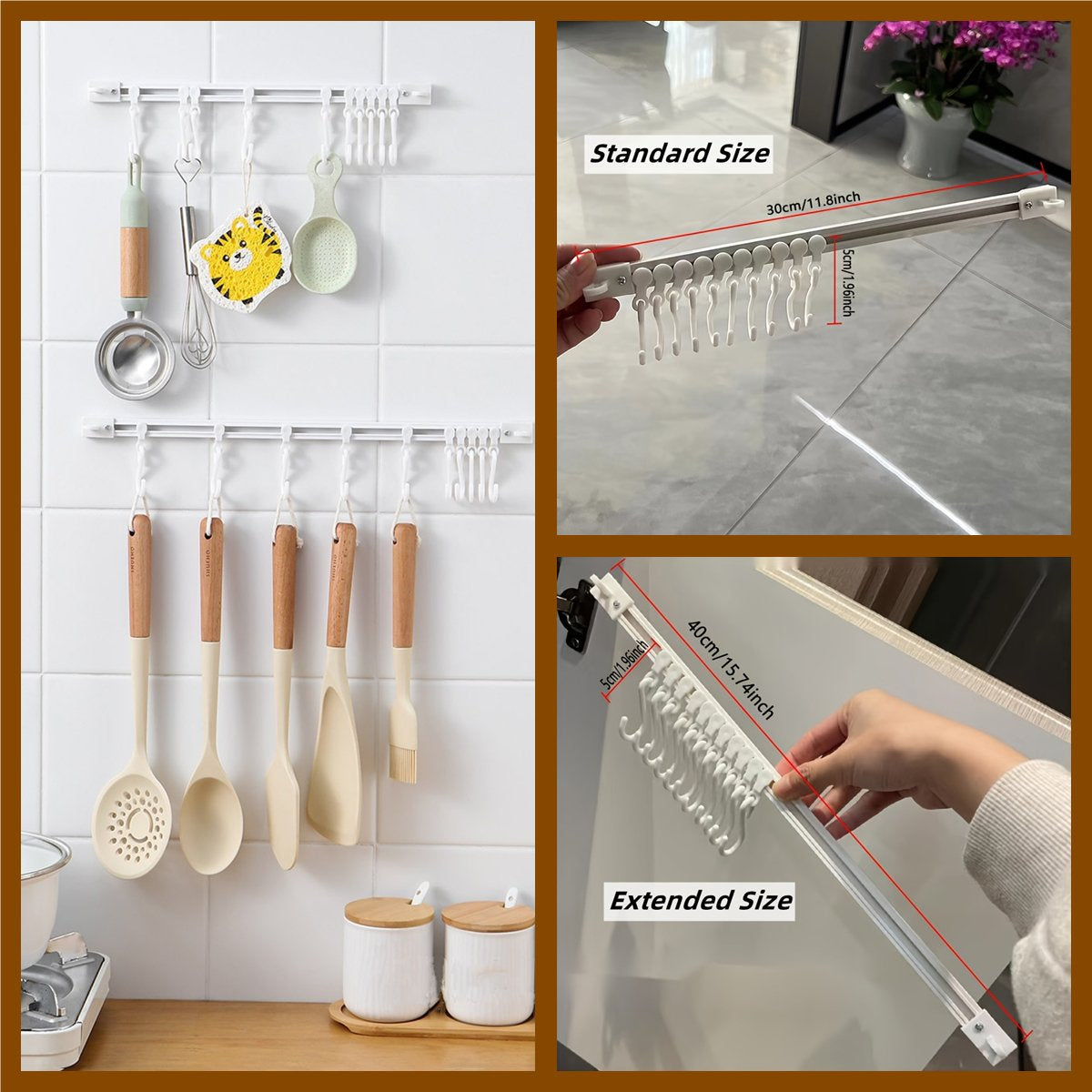 🥳2026 HOT SALE🥳💞50K+ SOLD!🧺🔧 50% OFF! Multifunctional Slide Rail Hook – Punch‑free installation, adjustable hook spacing. Holds utensils, towels & robes – no wall damage! 🏠✨