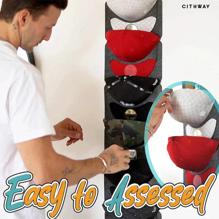 Hanging hat rack with multiple pockets
