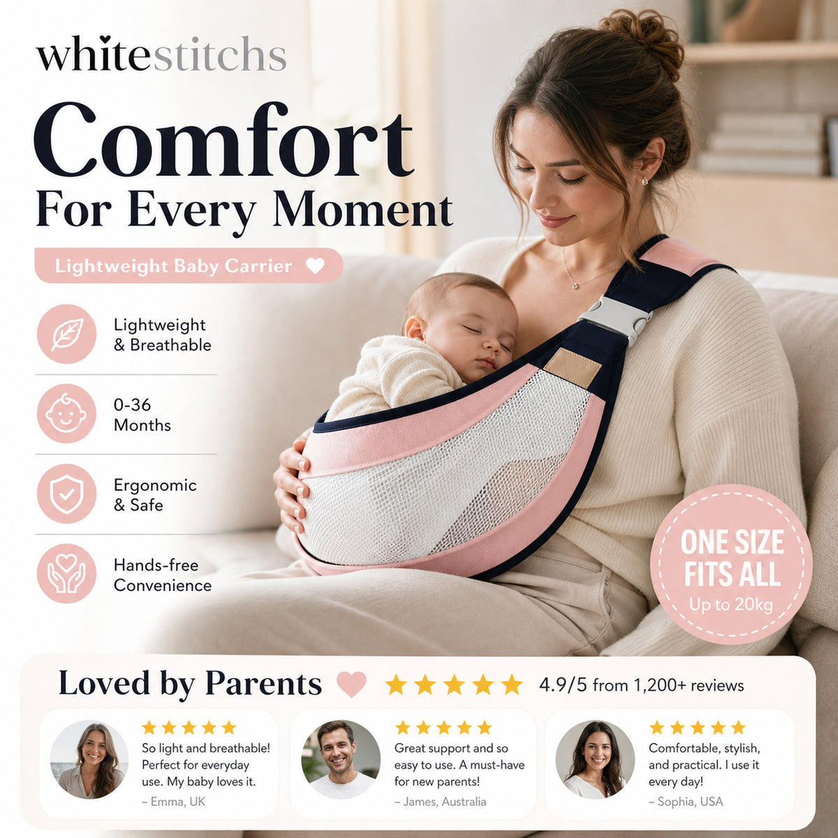 👶4-in-1 Breathable Baby Carrier✨0-36 Months, Front/Back/Facing In/Out – Hands-Free