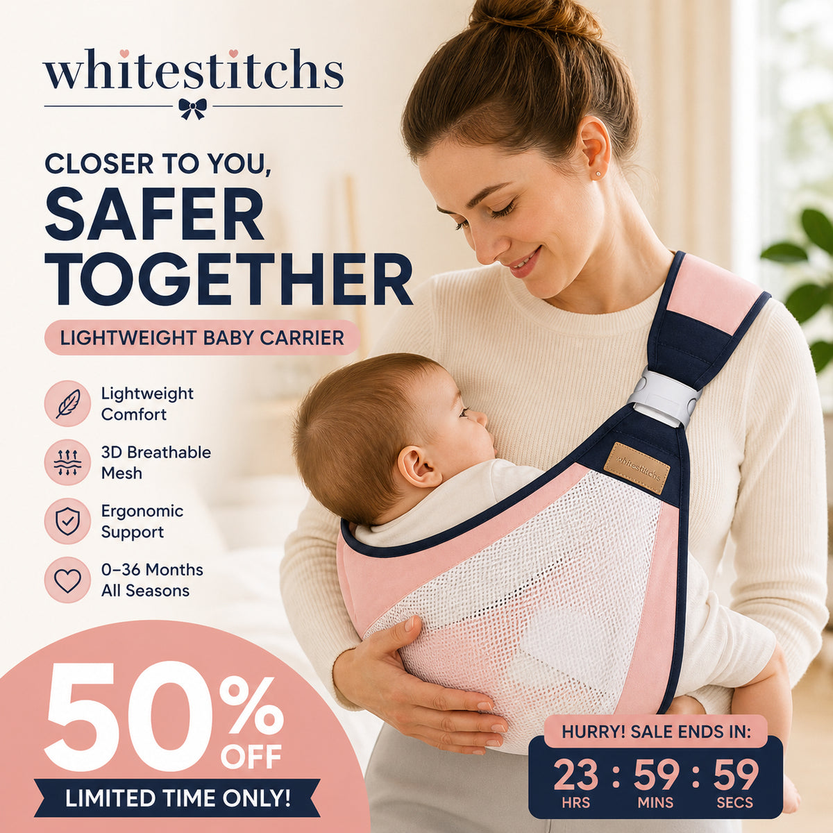👶4-in-1 Breathable Baby Carrier✨0-36 Months, Front/Back/Facing In/Out – Hands-Free