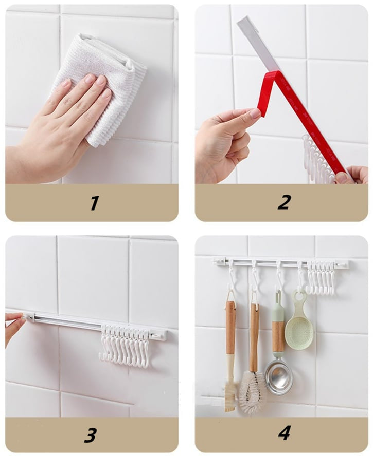 🥳2026 HOT SALE🥳💞50K+ SOLD!🧺🔧 50% OFF! Multifunctional Slide Rail Hook – Punch‑free installation, adjustable hook spacing. Holds utensils, towels & robes – no wall damage! 🏠✨