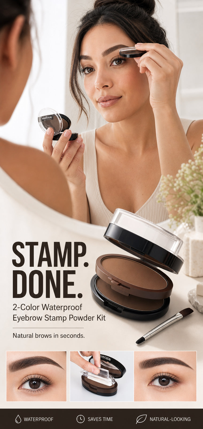 2-Color Waterproof Eyebrow Stamp Powder Kit