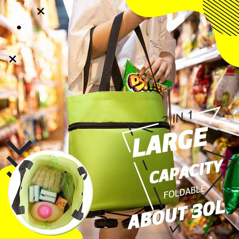 🔥Limited Offer⚡55K+ SOLD!🛍️2-in-1 Convertible shopping tote – hides wheels, holds 20kg, expands with zipper!✅Factory direct sales