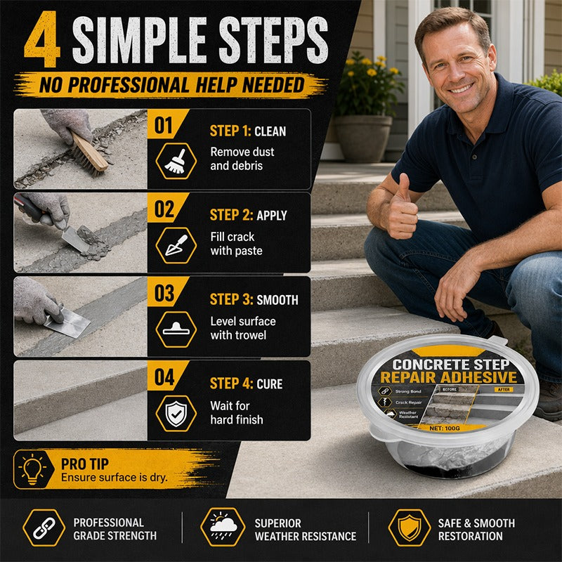 💞50K+ SOLD!🔧🏠 50% OFF! Concrete Step Repair Adhesive – Permanently bonds cracked stairs & walkways. Weatherproof – resists heat, ice & rain. Walk safely again! 🛡️✨