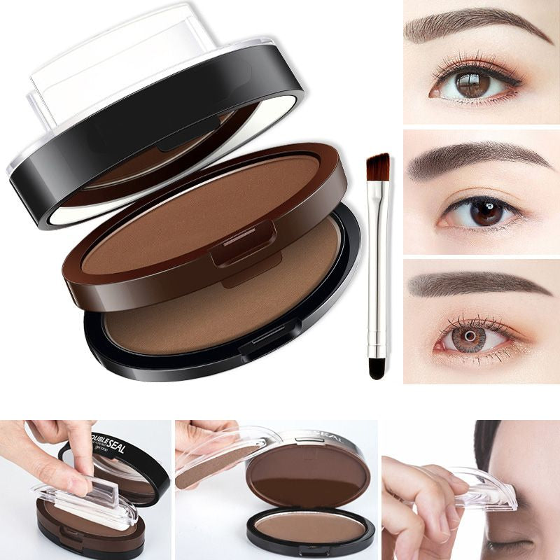 2-Color Waterproof Eyebrow Stamp Powder Kit