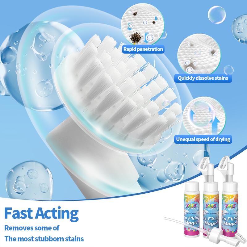 💖Yass Clean Magic Foam Cleaner for Carpets & Upholstery – Pet Stain & Odour Remover with Cleaning Brush🧼🪄