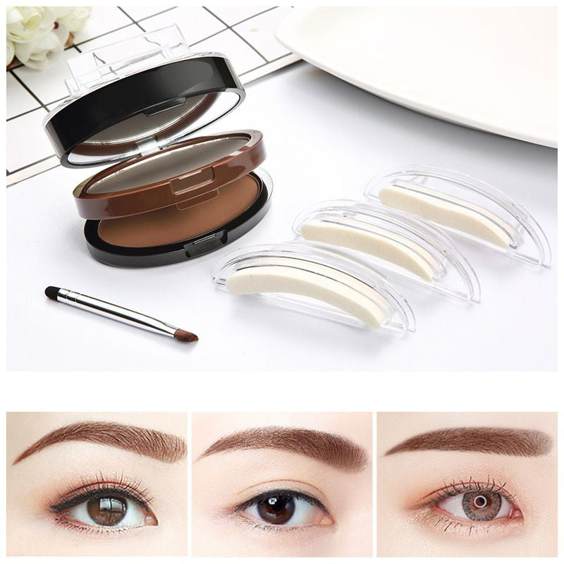2-Color Waterproof Eyebrow Stamp Powder Kit