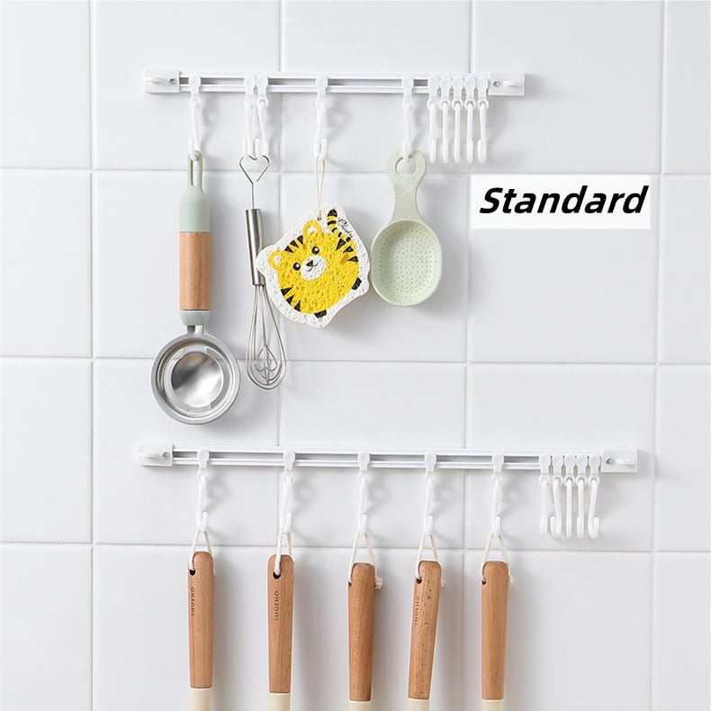 🥳2026 HOT SALE🥳💞50K+ SOLD!🧺🔧 50% OFF! Multifunctional Slide Rail Hook – Punch‑free installation, adjustable hook spacing. Holds utensils, towels & robes – no wall damage! 🏠✨