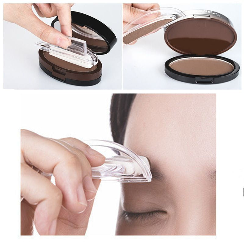 2-Color Waterproof Eyebrow Stamp Powder Kit