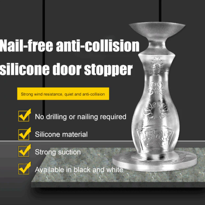 Nail-free anti-collision silicone door stopper